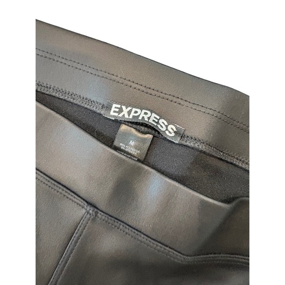 Express Faux Leather Leggings Black Womens Medium High Waisted Pants - Picture 3 of 4
